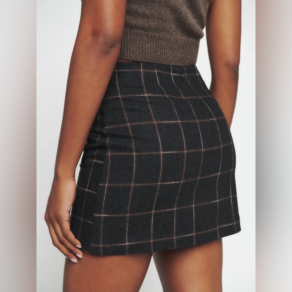 NWT Reformation Janis Skirt Charcoal Check - Size 4 - Picture 3 of 8